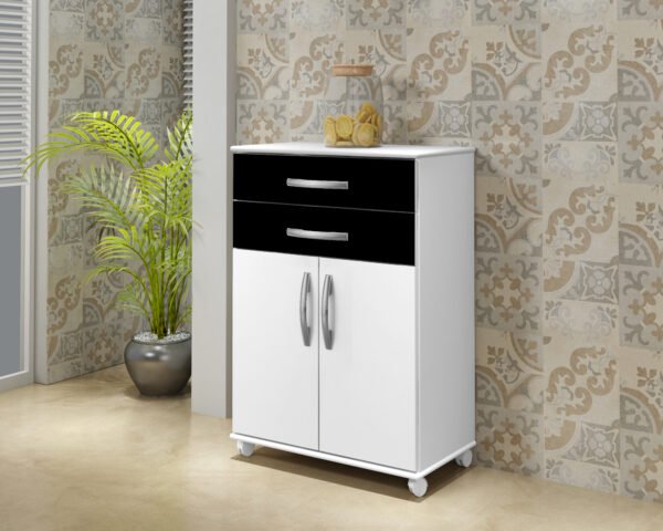 BALCAO MONACO BRANCO/PRETO/BRANCO - ARTE MOVEIS