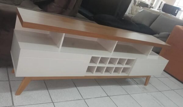 RACK VIVARE 1.8 WOOD ADEGA OFF WHITE/FREIJO - GERMAI MOVEIS - Imagem 2