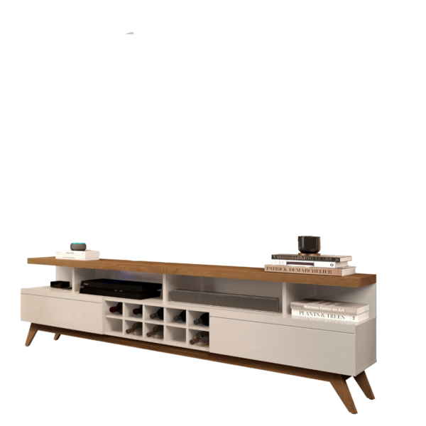 RACK VIVARE 1.8 WOOD ADEGA OFF WHITE/FREIJO - GERMAI MOVEIS - Imagem 4