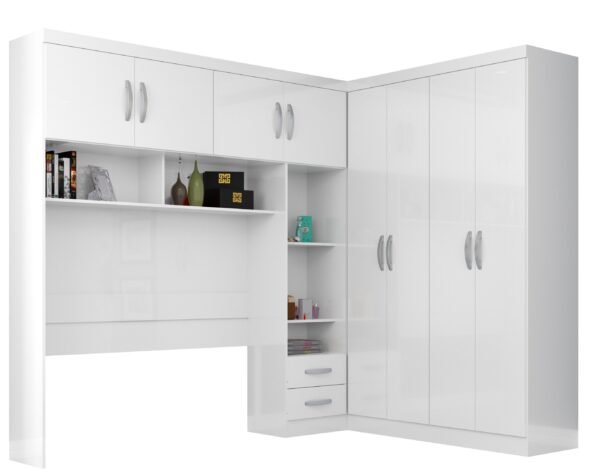 Roupeiro Paraná Modulo Canto e Cama Box Branco - Atualle - Imagem 2