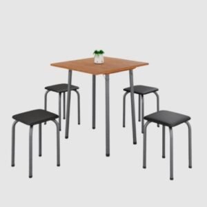 MESA DOBRAVEL LUANA C/ 4 BANQUETAS CINZA/MARROM - IMOP