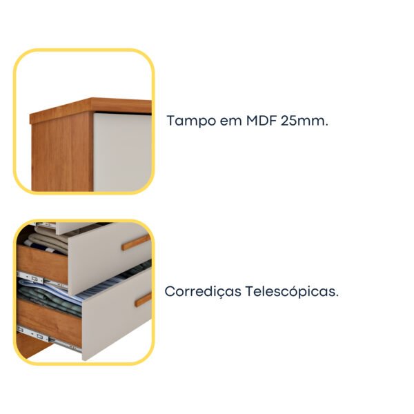 COMODA 4 GAVETAS 1 PORTA RIPADA BARCELONA CINAMOMO/OFF- TCIL - Imagem 9
