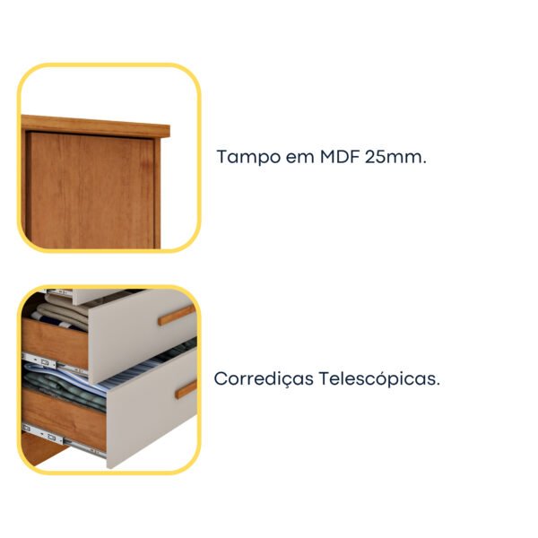 Cômoda 5 Gavetas 2 Portas Ripada Fortuna - Tcil - Imagem 4