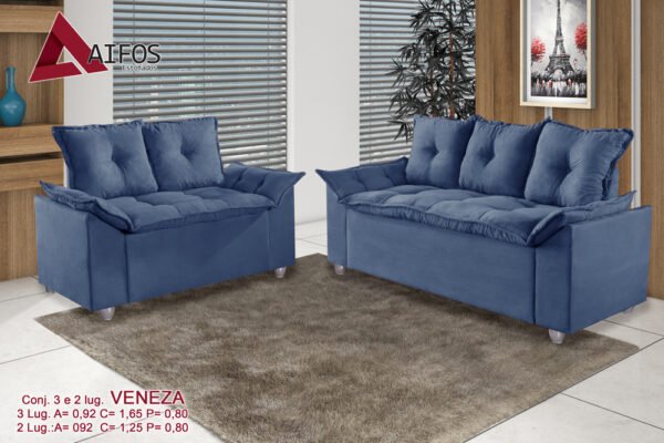 Conjunto Sofá 2 e 3 Lugares Veneza - Aifos - Imagem 4