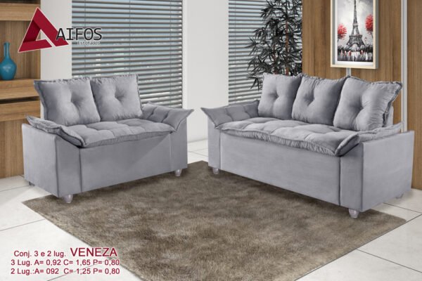 Conjunto Sofá 2 e 3 Lugares Veneza - Aifos - Imagem 3