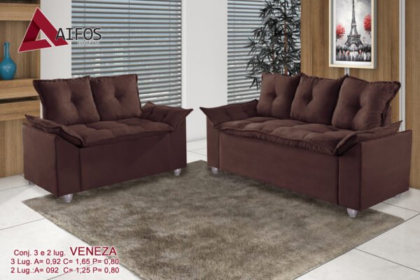 Conjunto Sofá 2 e 3 Lugares Veneza - Aifos - Imagem 5