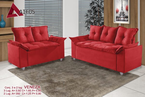 Conjunto Sofá 2 e 3 Lugares Veneza - Aifos - Imagem 2
