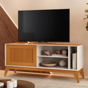 RACK ARUBA OFF WHITE/CEDRO RIPADO - EDN MOVEIS