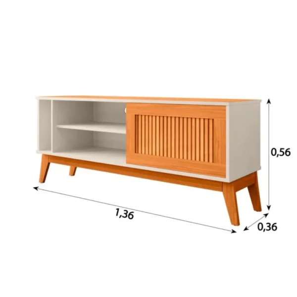 RACK ARUBA OFF WHITE/CEDRO RIPADO - EDN MOVEIS - Imagem 2