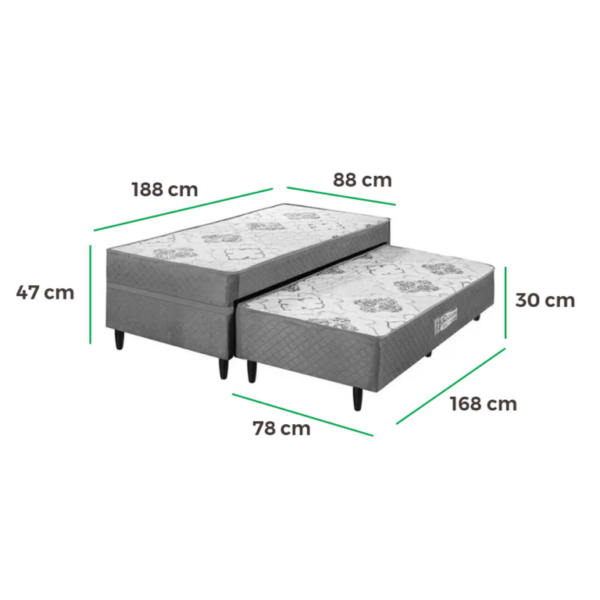 CAMA BOX SOLTEIRO COM AUXLIAR ACUCENA ORTOPEDICA - ECOTEC - Imagem 3
