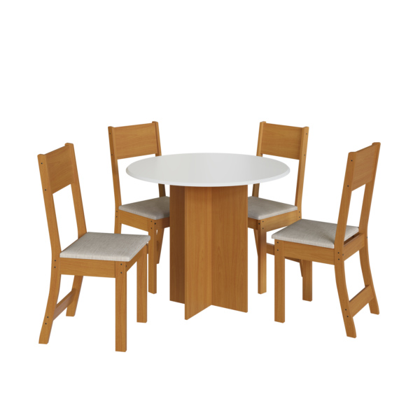 MESA 4 CADEIRAS ALICE FREIJO/OFF WHITE LINHO - INDEKES - Imagem 4