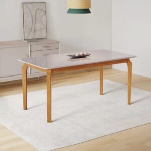 MESA ALEGRA 160X80 COM VIDRO CINAMOMO/OFF WHITE - JCM