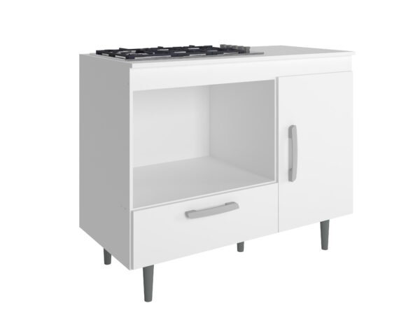 BALCAO COOKTOP 1 PORTA 1 GAVETA ALECRIM BRANCO - POLIMAN - Imagem 6