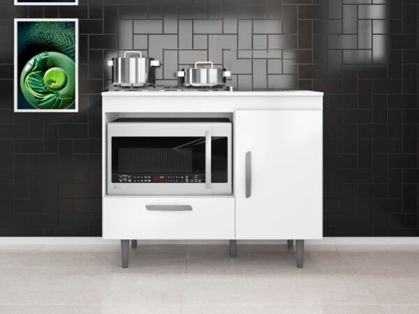 BALCAO COOKTOP 1 PORTA 1 GAVETA ALECRIM BRANCO - POLIMAN