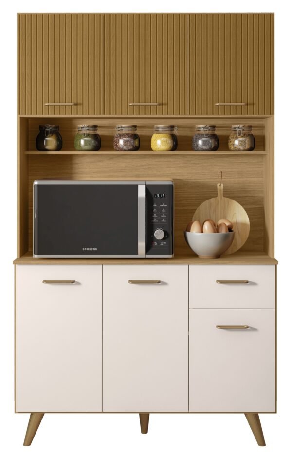 KIT COZINHA LIVIA 110CM FREIJO/RIPADO/OFF WHITE - POLIMAN - Imagem 4