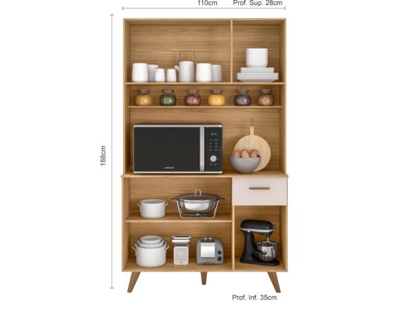 KIT COZINHA LIVIA 110CM FREIJO/RIPADO/OFF WHITE - POLIMAN - Imagem 2