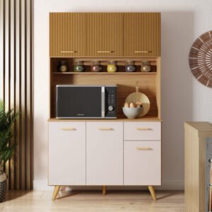 KIT COZINHA LIVIA 110CM FREIJO/RIPADO/OFF WHITE - POLIMAN