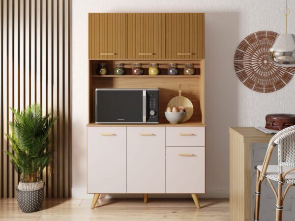 KIT COZINHA LIVIA 110CM FREIJO/RIPADO/OFF WHITE - POLIMAN