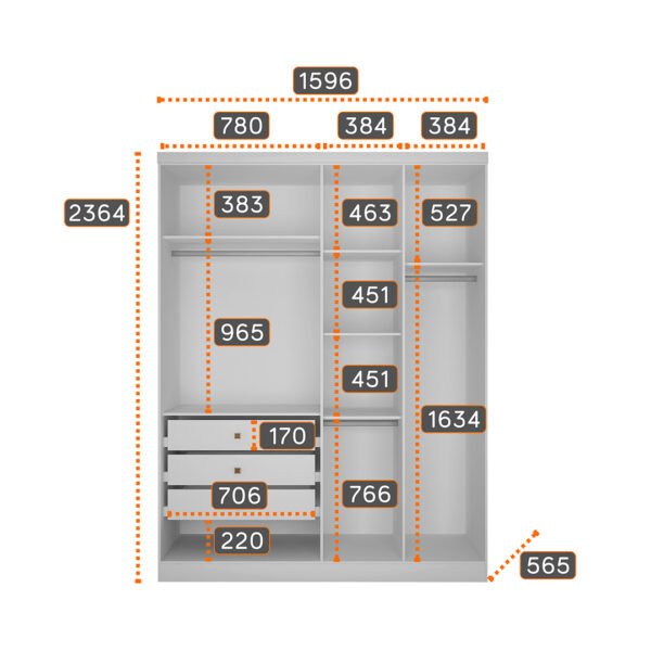 Modulo Rizon 4 Portas 3 Gavetas - Novo Horizonte - Imagem 4
