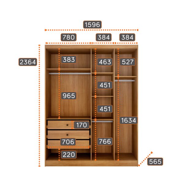 Modulo Rizon 4 Portas 3 Gavetas - Novo Horizonte - Imagem 6