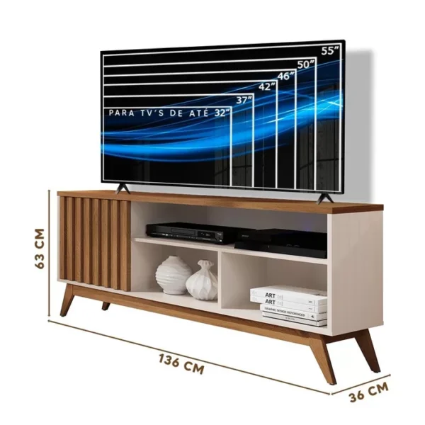 RACK MALBEC RIPADO OFF WHITE/FREIJO- GERMAI MOVEIS - Imagem 2