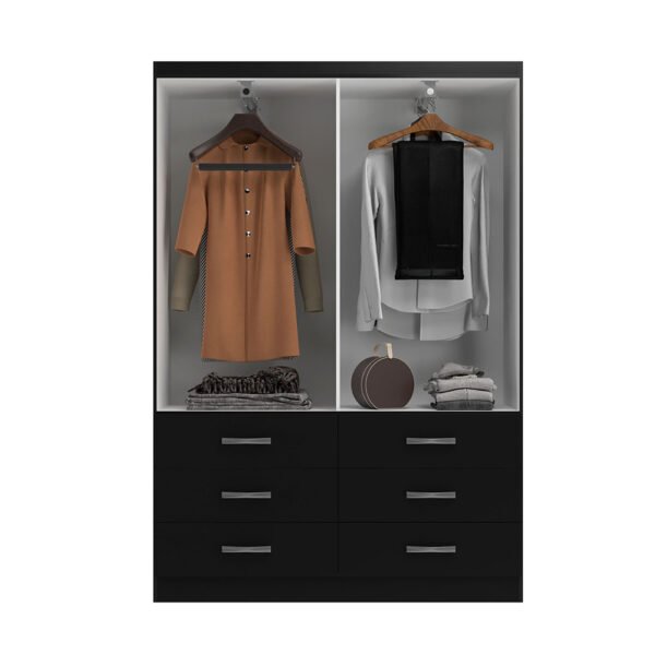 GUARDA-ROUPA TREVISO 4 PORTAS E 6 GAVETAS PRETO - EVIDENCIA - Imagem 3