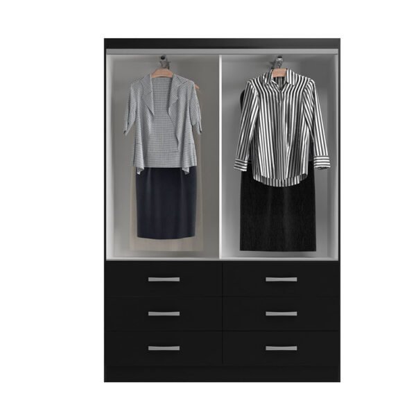 GUARDA-ROUPA TREVISO 4 PORTAS E 6 GAVETAS PRETO - EVIDENCIA - Imagem 2
