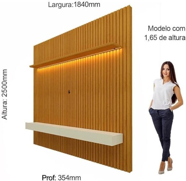 Painel Lyon com Prateleira com Led - Mavaular - Imagem 2