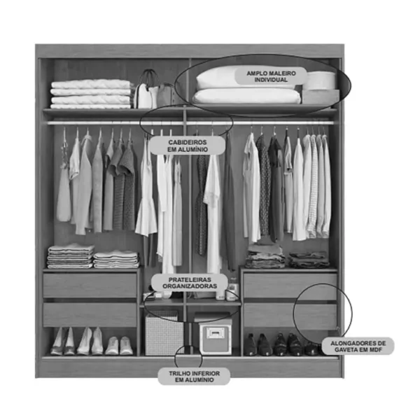 GUARDA-ROUPA VIENA NATURE - BIANCHI - Imagem 2