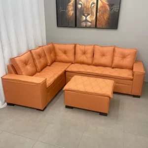 SOFA DE CANTO FLORENCA COM PUFF TIJOLO - UNIAO