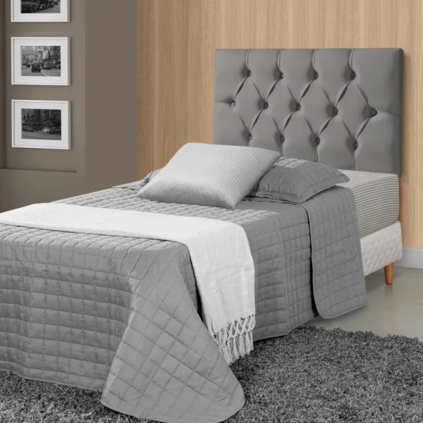CABECEIRA SOLTEIRO PARIS 90CM SUEDE CINZA - UNIAO - Imagem 2