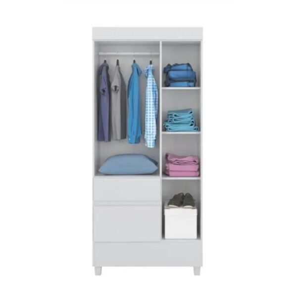 GUARDA-ROUPA WIND 3 PORTAS BRANCO/ROSA/BRANCO - DEMOBILE - Imagem 5