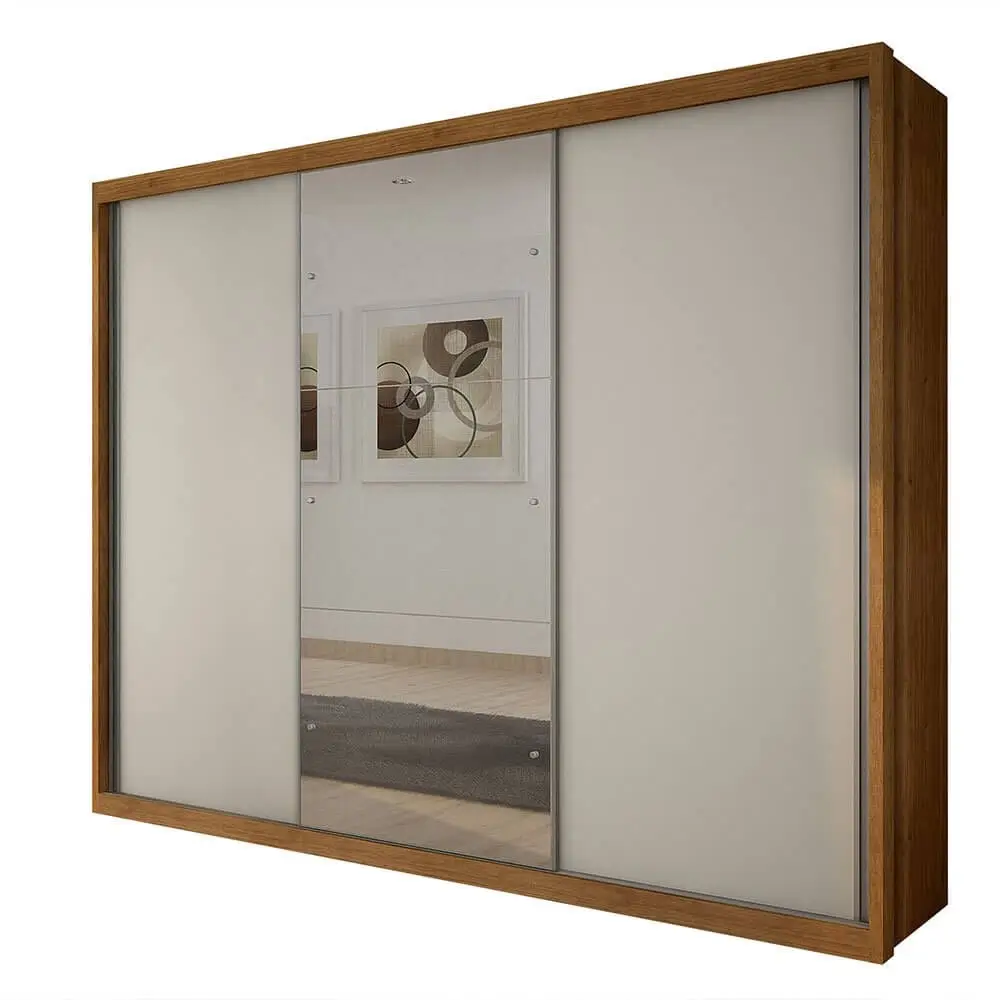 Guarda Roupa Paradizzo Casal com Espelho 3 Portas 6 Gavetas Novo Horizonte