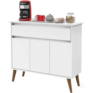 APARADOR BUFFET ZEUS 3 PORTAS 1 GAVETA EJ COR BRANCO