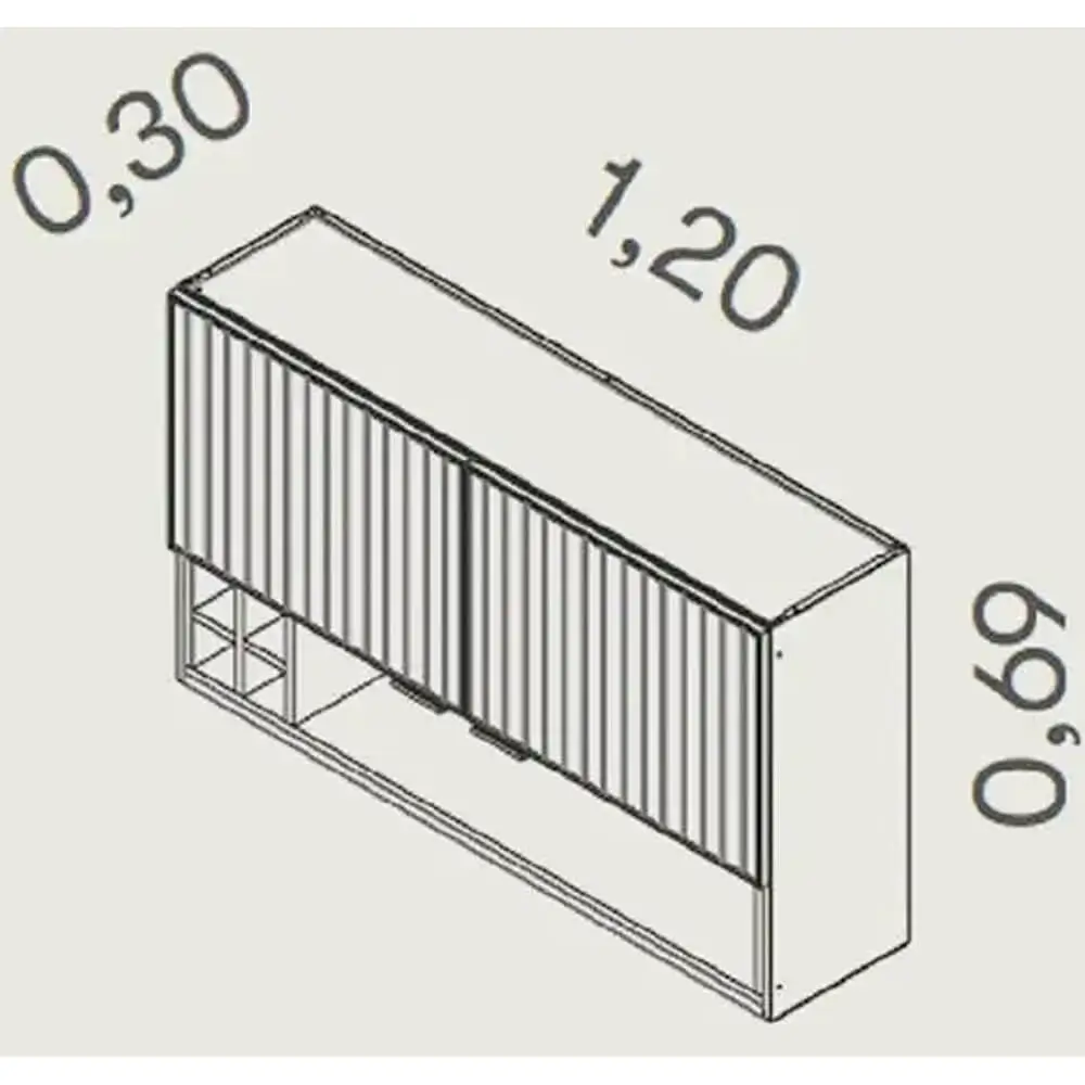 Armário Aéreo Exclusive 120cm 2 Portas Itatiaia - Imagem 2