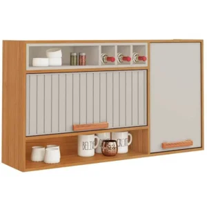 ARMÁRIO AÉREO NAPOLES 120CM 2 PORTAS ITATIAIA COR CINAMOMO OFF WHITE