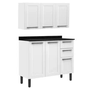 ARMÁRIO AÉREO COM BALCÃO FLORENÇA 105CM 6 PORTAS 2 GAVETAS ITATIAIA COR BRANCO