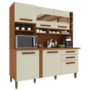 ARMÁRIO DE COZINHA ALEXIA 6 PORTAS 2 GAVETAS IMOP COR CINAMOMO OFF WHITE