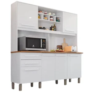 ARMÁRIO DE COZINHA LUNA 6 PORTAS 2 GAVETAS IMOP COR BRANCO