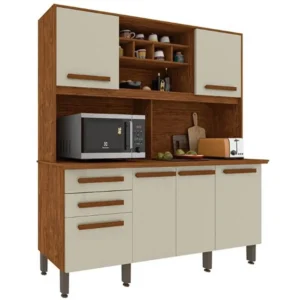 ARMÁRIO DE COZINHA LUNA 6 PORTAS 2 GAVETAS IMOP COR CINAMOMO OFF WHITE