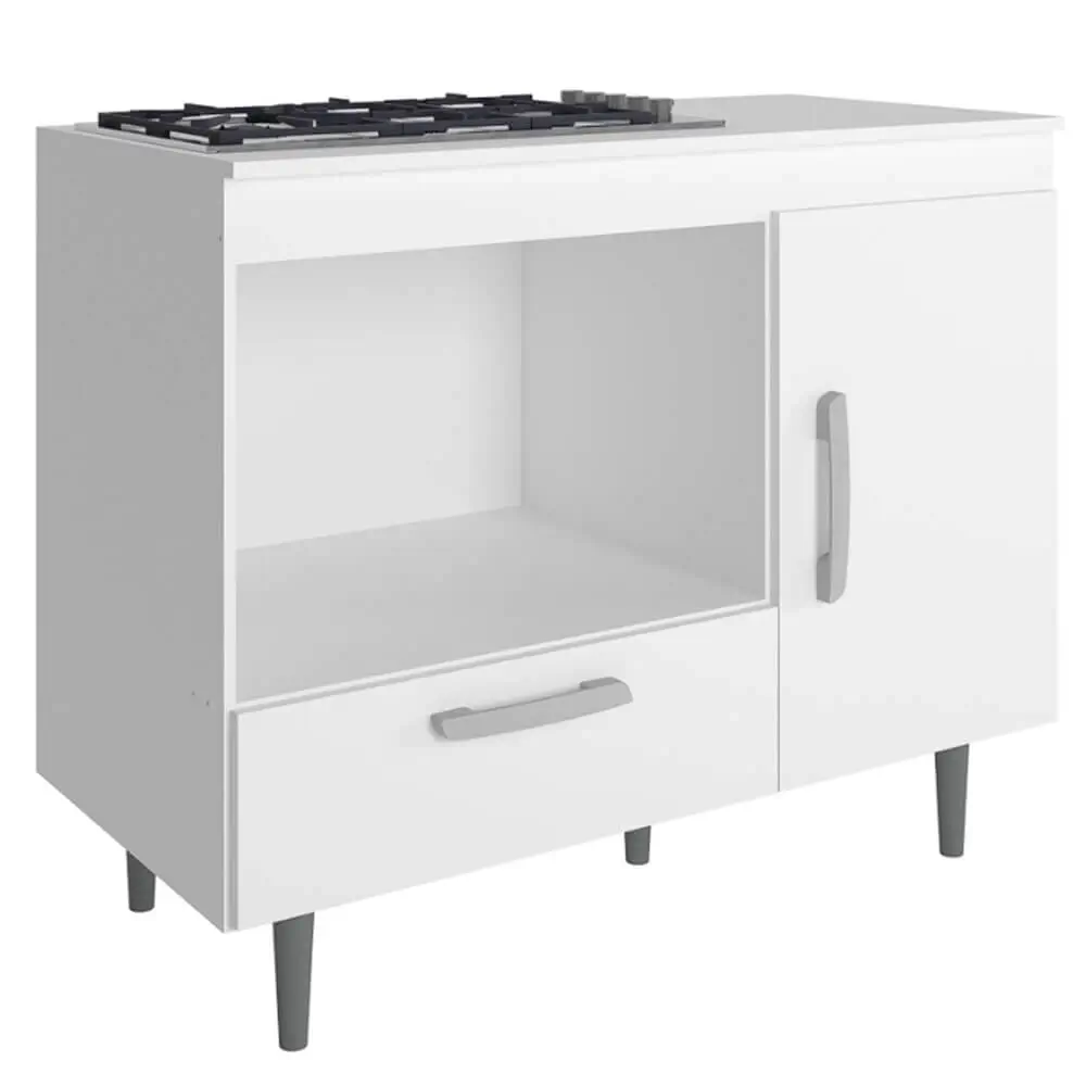 Balcão Alecrim para Cooktop 4 Bocas e Forno 1 Porta 1 Gaveta Poliman