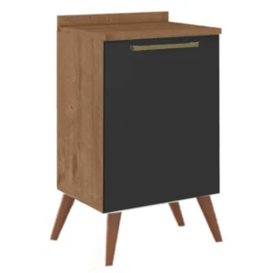 BALCÃO FAVORITA 1 PORTA PARA COZINHA ZANZINI COR NATURA PRETO