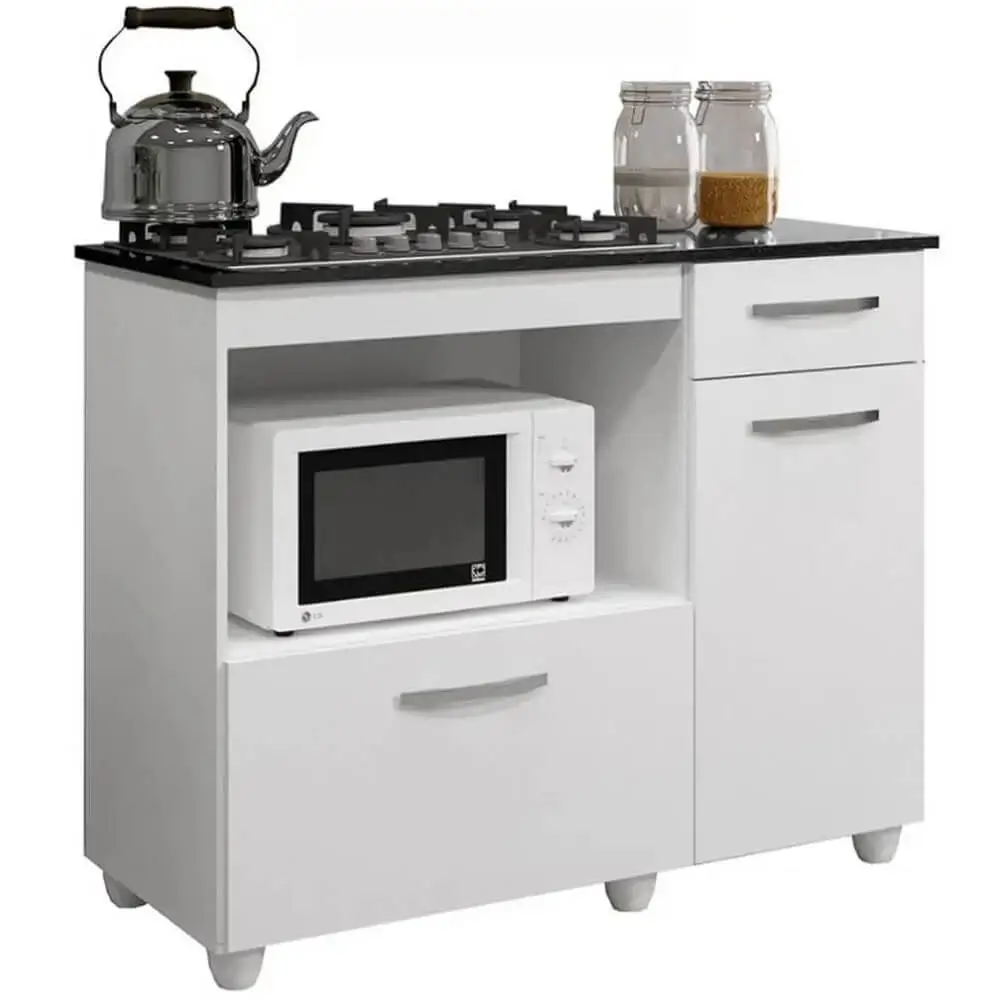 Balcão Violeta para Cooktop 4 Bocas e Forno 2 Portas 1 Gaveta Kaiki