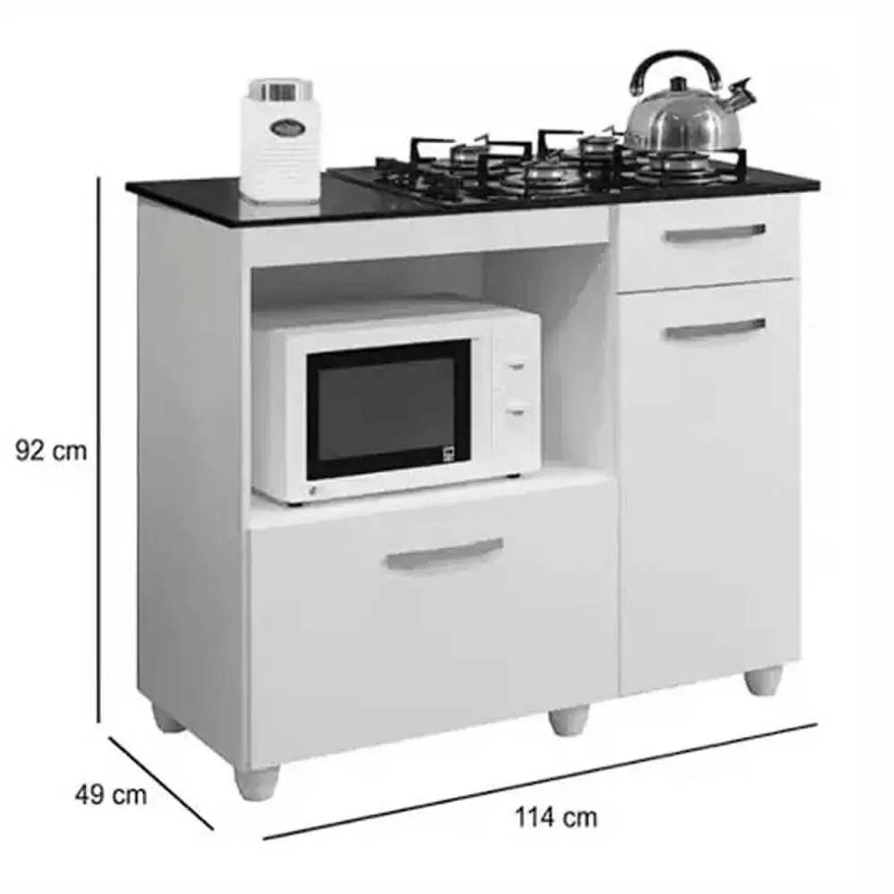 Balcão Violeta para Cooktop 4 Bocas e Forno 2 Portas 1 Gaveta Kaiki - Imagem 2