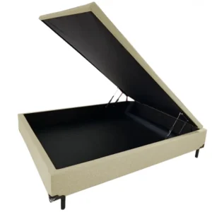 BASE BOX BAÚ CARIOCA CASAL TECIDO SUEDE 30X138X188 BIO FLEX COR BEGE