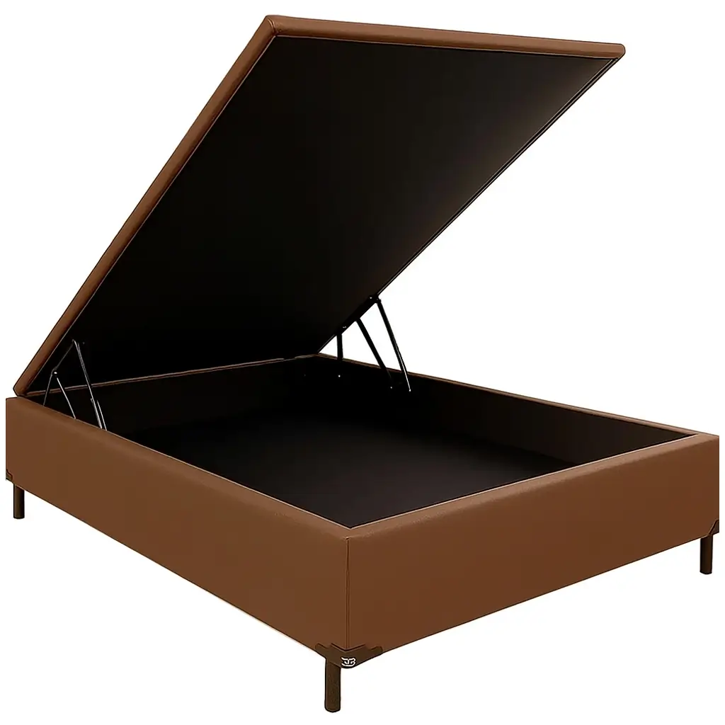 Base Box Baú Carioca Casal em Corino 30x138x188 Bio Flex