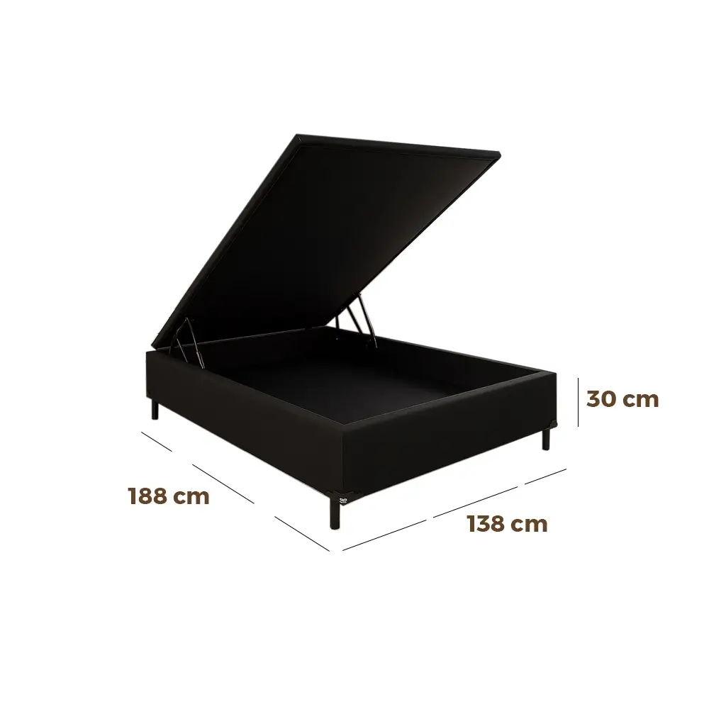 Base Box Baú Carioca Casal em Corino 30x138x188 Bio Flex - Imagem 2