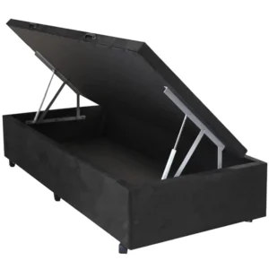 Base Baú Solteiro Suede 41x88x188 Universal Blindado