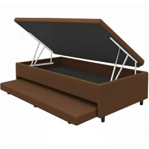 Base Baú Solteiro com Auxiliar Corino 43x188x88 Universal