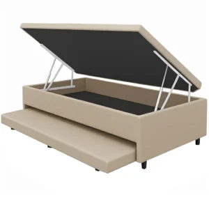 Base Baú Solteiro com Auxiliar Linho 43x188x88 Alto Nivel